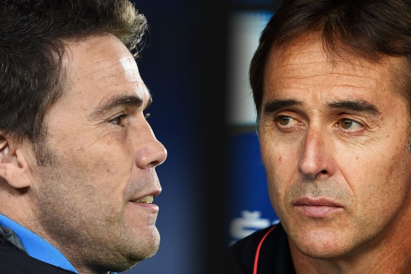 The two managers - Rubi of Real Betis and Julen Lopetegui of Sevilla