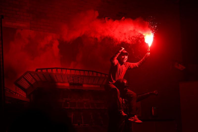 Liverpool fans queued up outside Anfield to celebrate their memorable EPL triumph