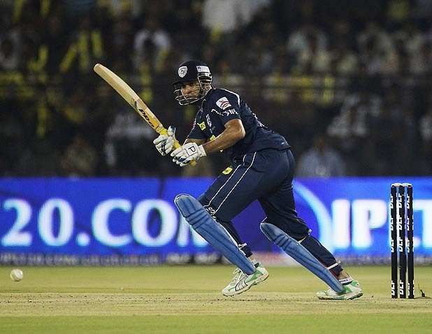 Indian batting great VVS Laxman in action for the Deccan Chargers