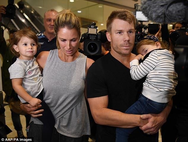 David and Candice Warner on their way back to Australia after the ball-tampering scandal
