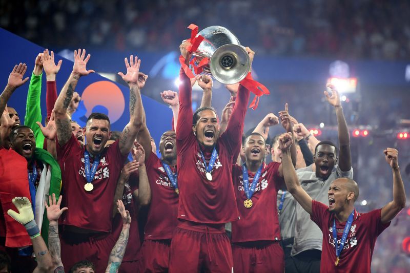 Van Dijk Lifts the Champions League Trophy