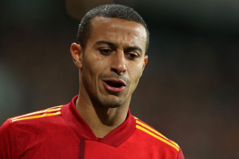 Bayern Munich midfielder Thiago in action for Spain