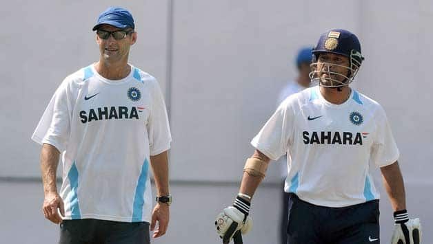 Kirsten and Sachin Tendulkar in a nets session