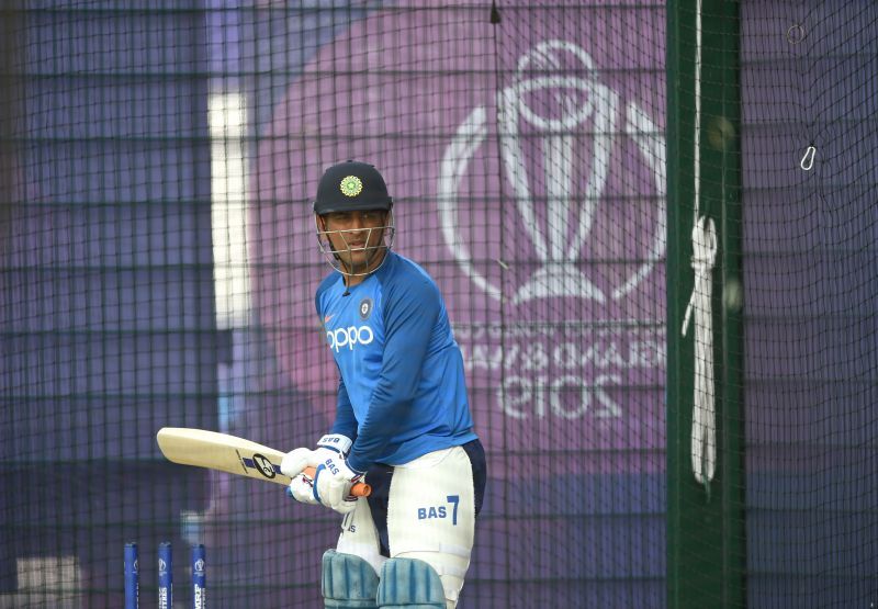 MS Dhoni during a practice session in CWC 2019 in England and Wales