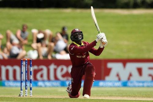 Kimani Melius in action during the 2020 Under-19 World Cup (Image credits: windiescricket.com)