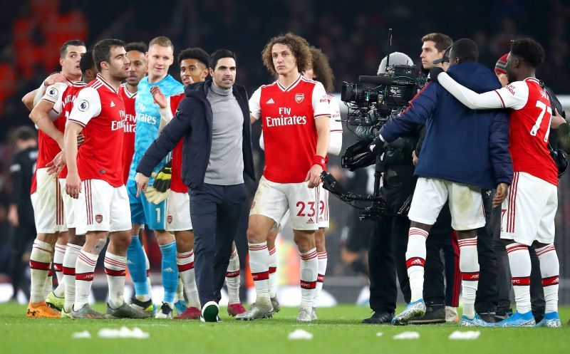 Mikel Arteta and David Luiz