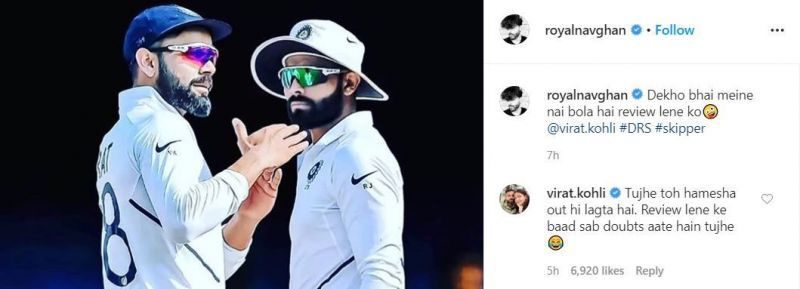 Virat Kohli and Ravindra Jadeja shared a light moment on Instagram.