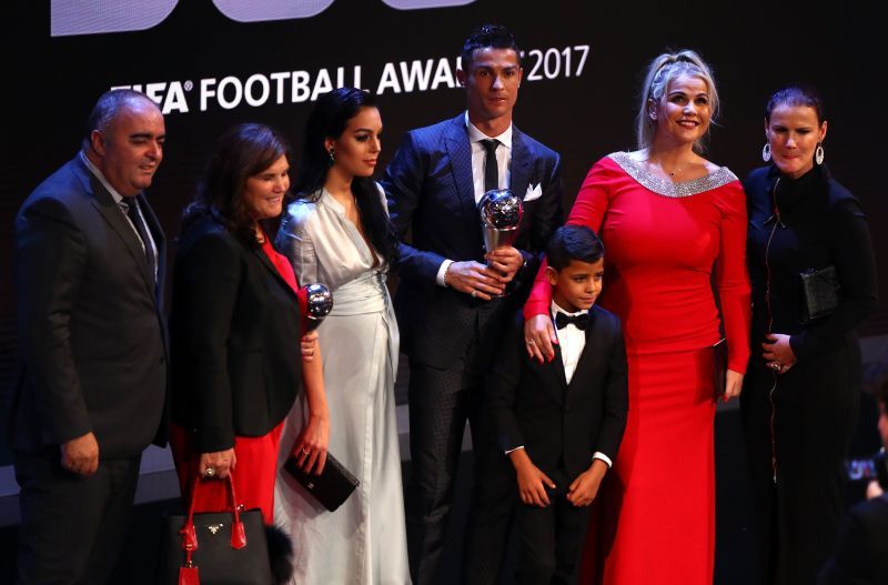 Cristiano Ronaldo with his family at an awards function in 2017