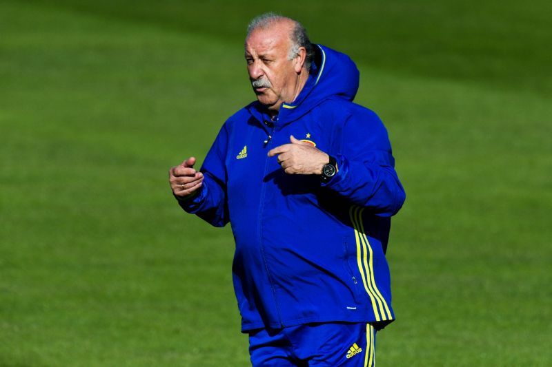 Vicente del Bosque conducting a training session