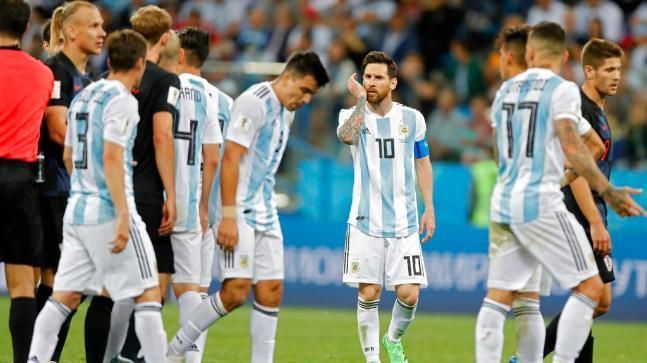 Lionel Messi wears a despondent look as Argentina exited the 2018 World Cup in the Round of 16 stage.