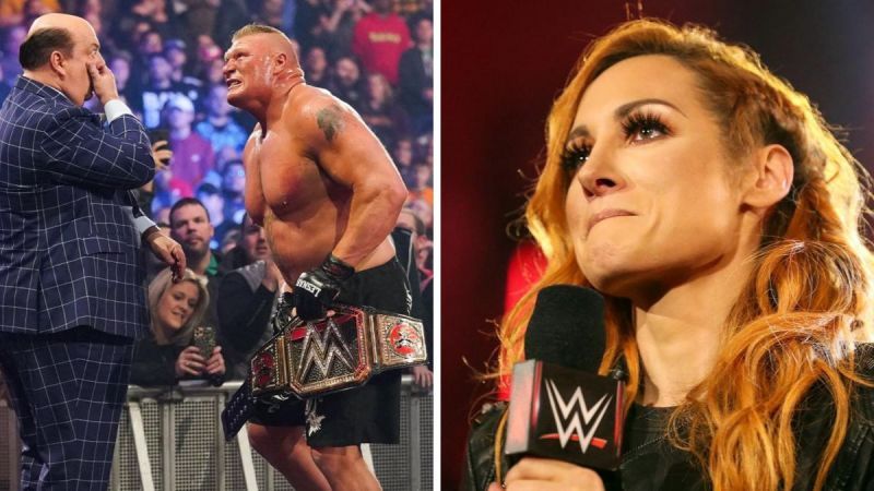 Brock Lesnar (left); Becky Lynch (right)