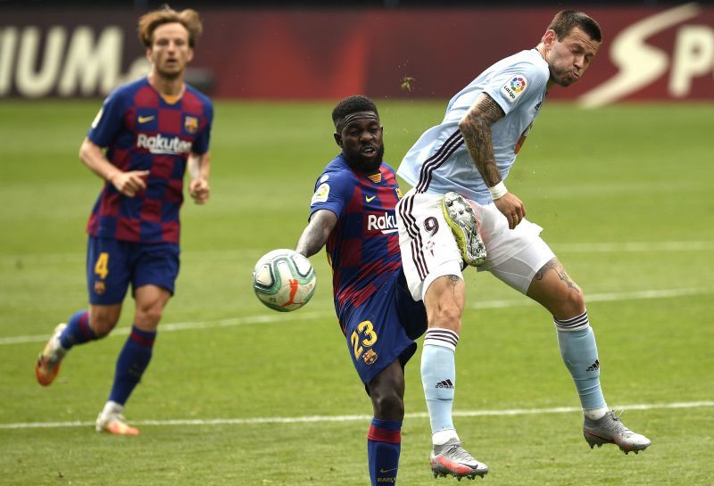 Barcelona defender Umtiti endured a frustrating game, where he was tentative and out of position often