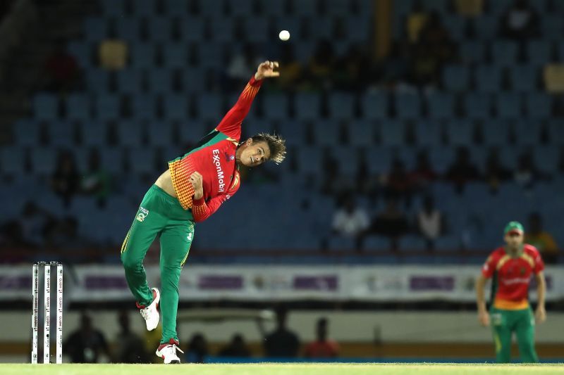 Chris Green bowls for Guyana Amazon Warriors in CPL.