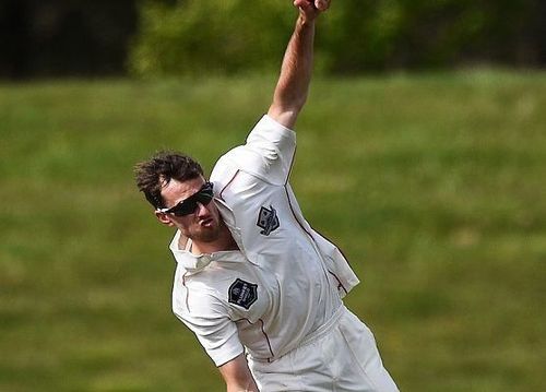 Canterbury's Theo van Woerkom in his delivery stride. Picture Credits: Canterbury Cricket