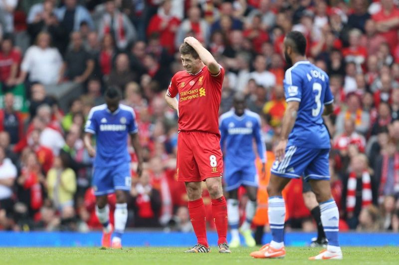 Steven Gerrard rues his mistake against Chelsea.