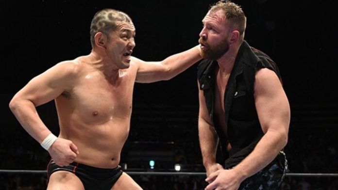 Minoru Suzuki brawling against Jon Moxley