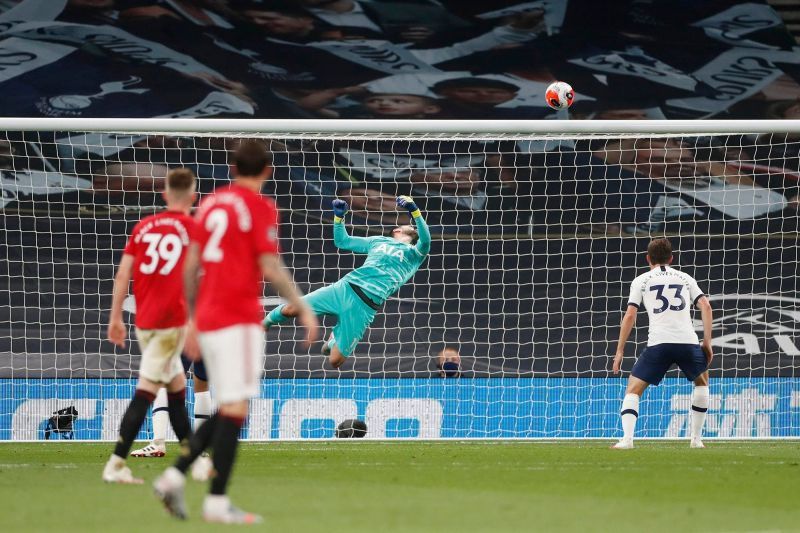 Lloris with an outstanding save to deny Martial