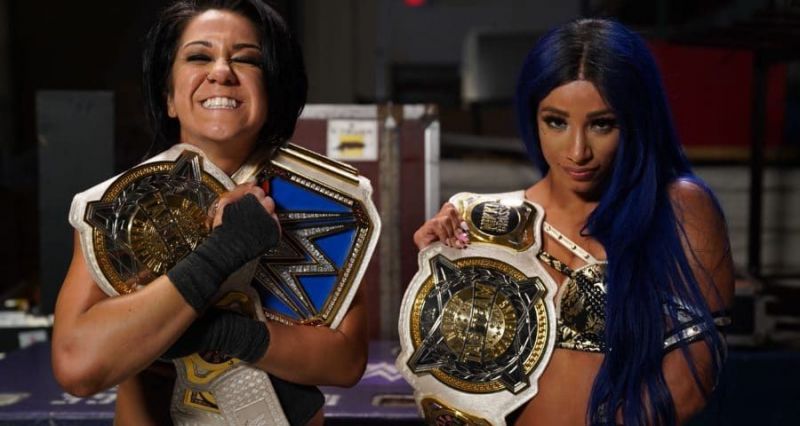 Bayley and Sasha Banks bring the Women&#039;s Tag Titles to RAW