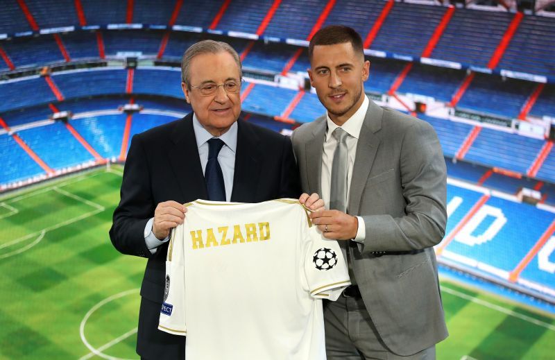 Real Madrid unveil their new signing Eden Hazard.