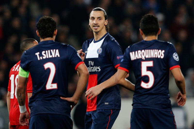 Thiago Silva and Marquinhos, with Zlatan Ibrahimovic