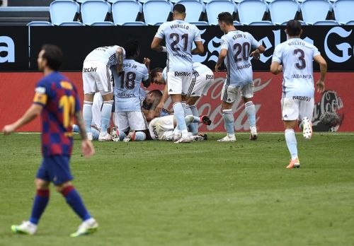 Iago Aspas' free-kick late on spoiled Barcelona's encouraging display to further dent their title hopes