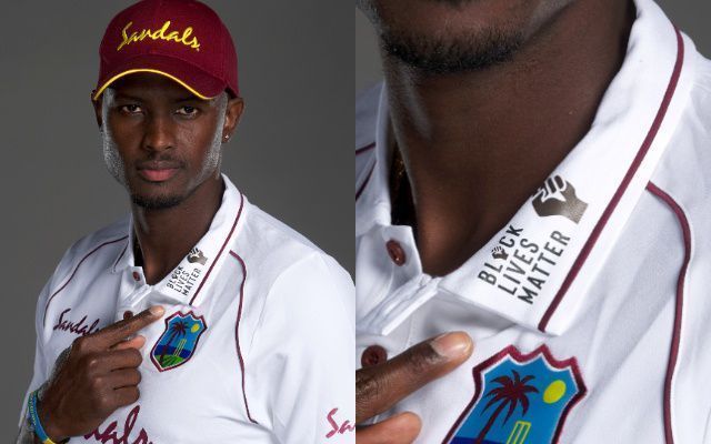 The logo sported on a West Indies shirt collar. 