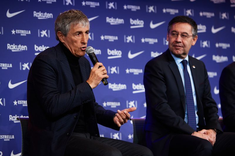 Josep Maria Bartomeu and Quique Setien