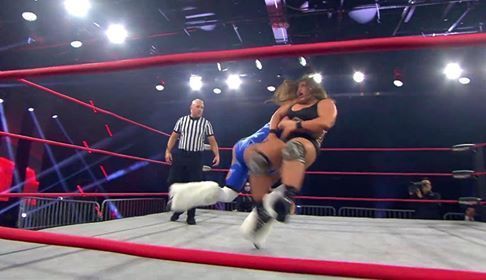 Jordynne Grace cut in half with a spear from Taya Valkyrie