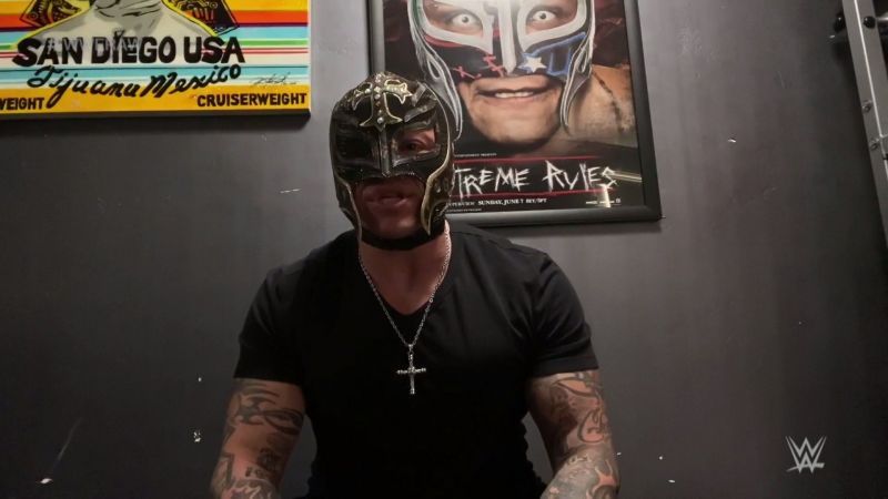 Rey Mysterio came on for a one-on-one with Seth Rollins