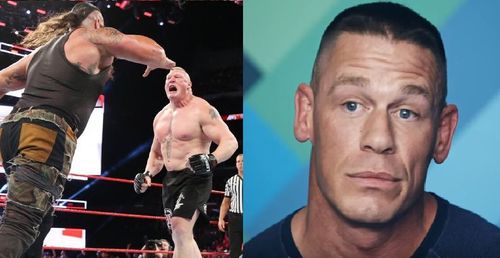 Strowman, Lesnar, and Cena