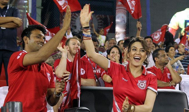 KXIP owners celebrate their victory against CSK in the Qualifier 2 of IPL 2014.