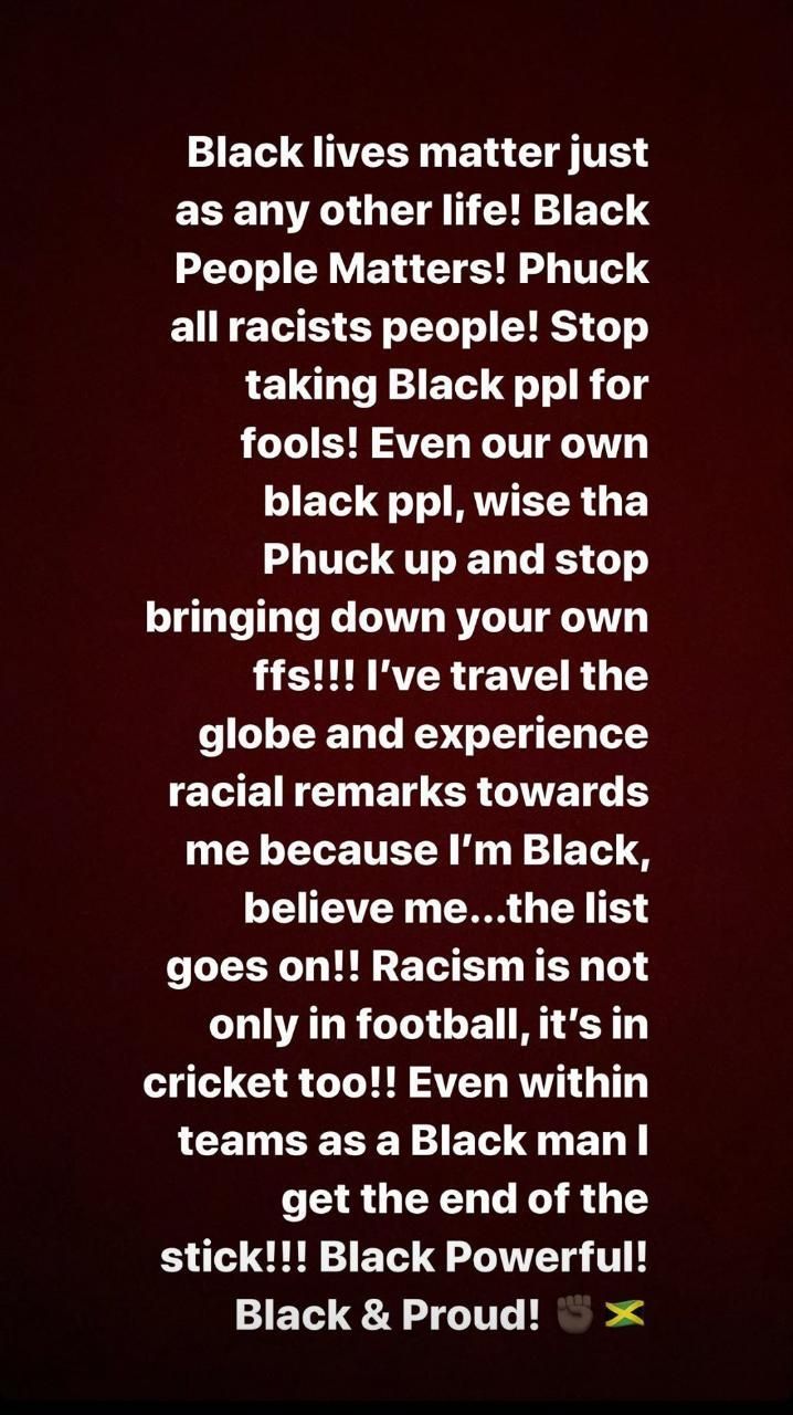 Chris Gayle posted an Instagram story speaking out against racism in the world today