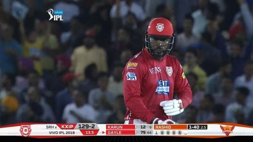 Chris Gayle in IPL 2018; Image Credits: iplt20.com