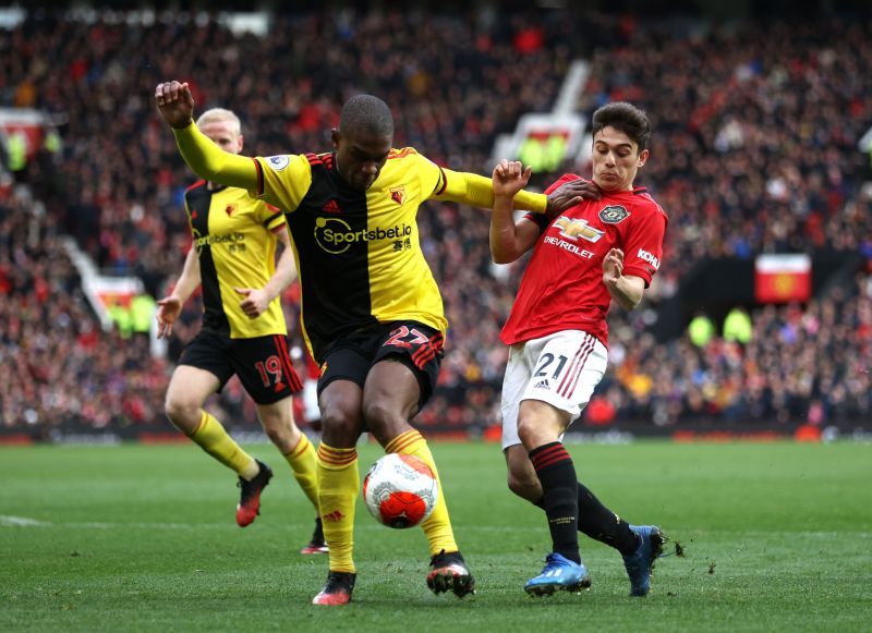 James in action for Manchester United