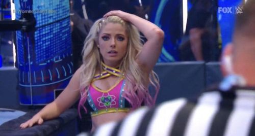 Alexa Bliss after losing the WWE SmackDown Women's Tag Team Championships on SmackDown