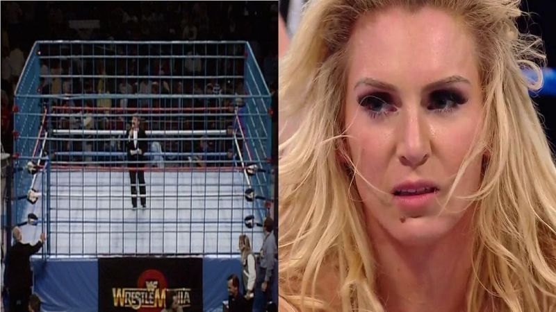 In picture: The blue steel cage and Charlotte Flair
