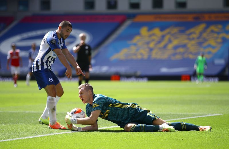 Leno got into a tussle with Maupay