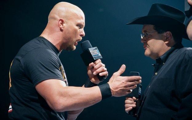 &quot;Stone Cold&quot; Steve Austin (left) with &quot;JR&quot; Jim Ross