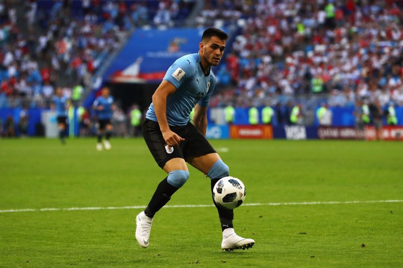 Maxi Gomez playing for Uruguay