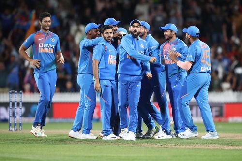 Indian players celebrating a victory