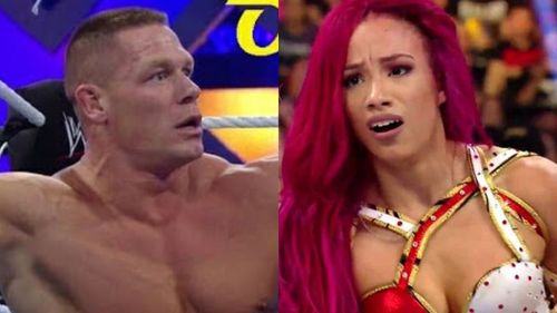 John Cena (left); Sasha Banks (right)