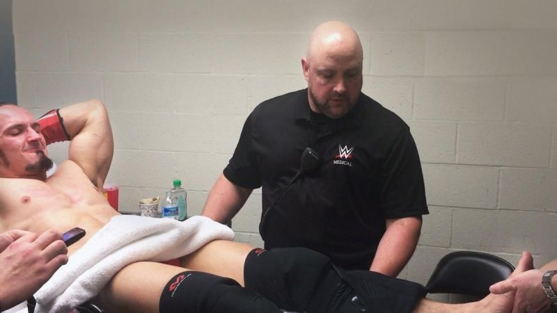 Neville had to be taken to a medical facility following his match with Chris Jericho