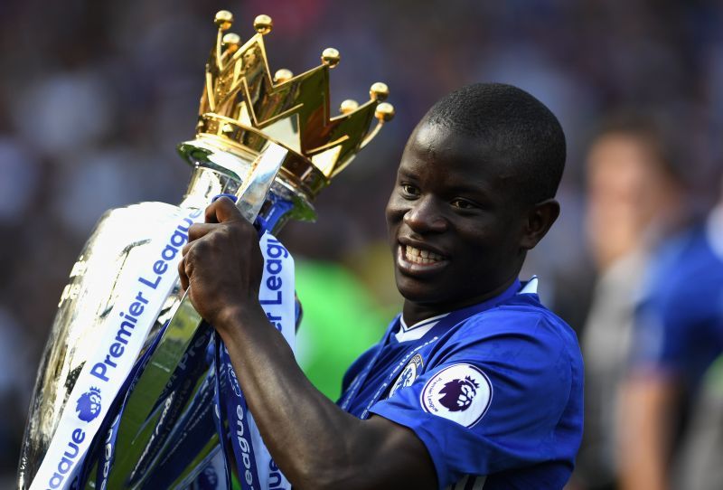 Kante celebrating his second league title