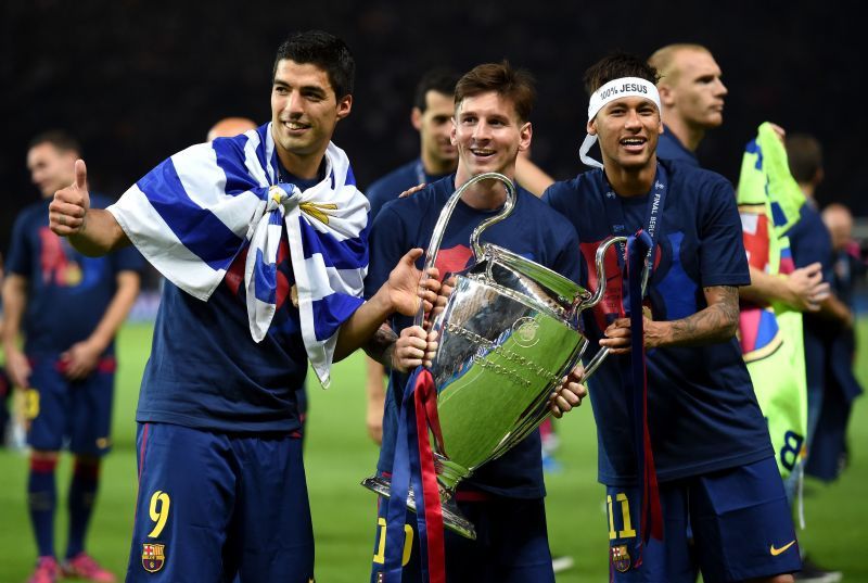 Lionel Messi (centre), Luis Suarez (left) and Neymar went on to form a lethal attacking trident for Barcelona. Their individual talents often undermined the side's lack of a team-oriented system.