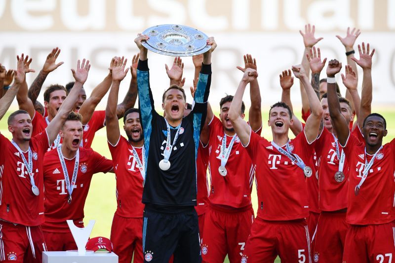 Bayern Munich take to the field for the first time since their Bundesliga coronation