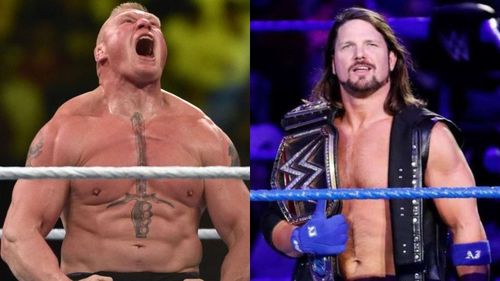 Brock Lesnar (left); AJ Styles (right)