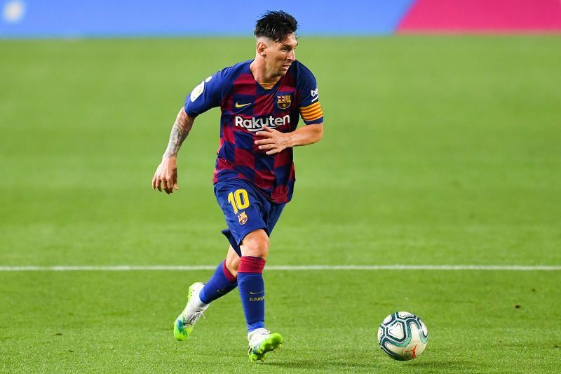 Lionel Messi in action for Barcelona against Atletico Madrid