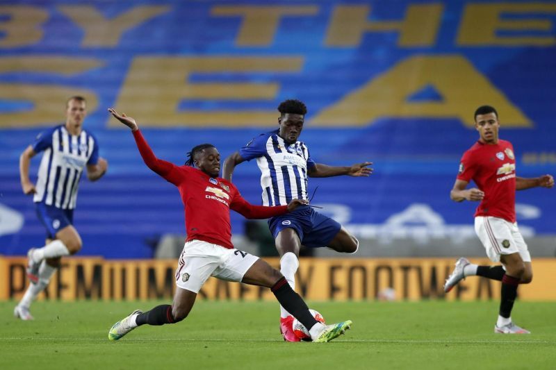 Aaron Wan-Bissaka wins a duel