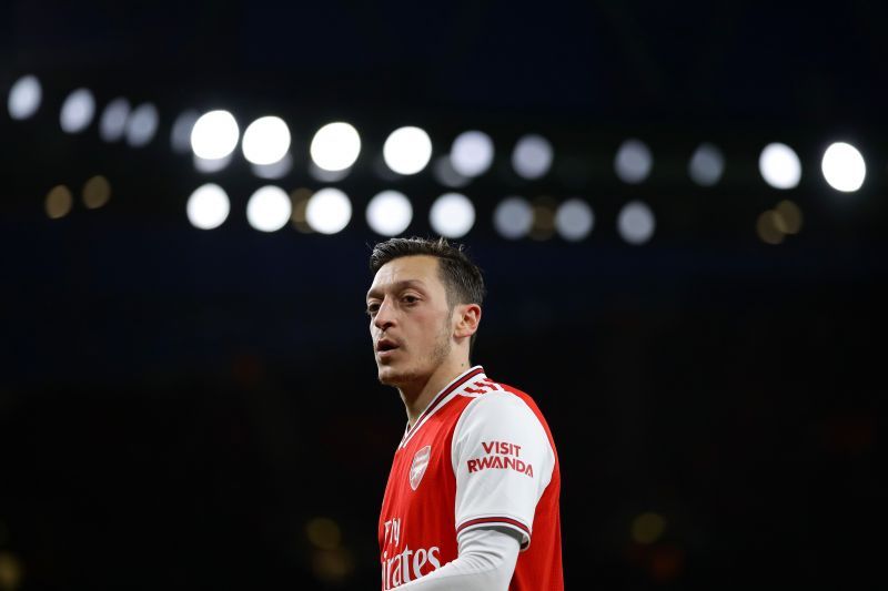 Mesut Ozil under the lights at Emirates