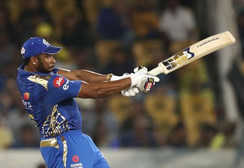 West Indies skipper Kieron Pollard in action during the IPL 2019 final